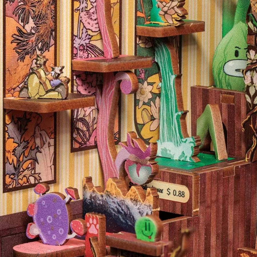 Cutebee Fantasy Plant Shop DIY Book Nook miniature plant-themed diorama craft kit.