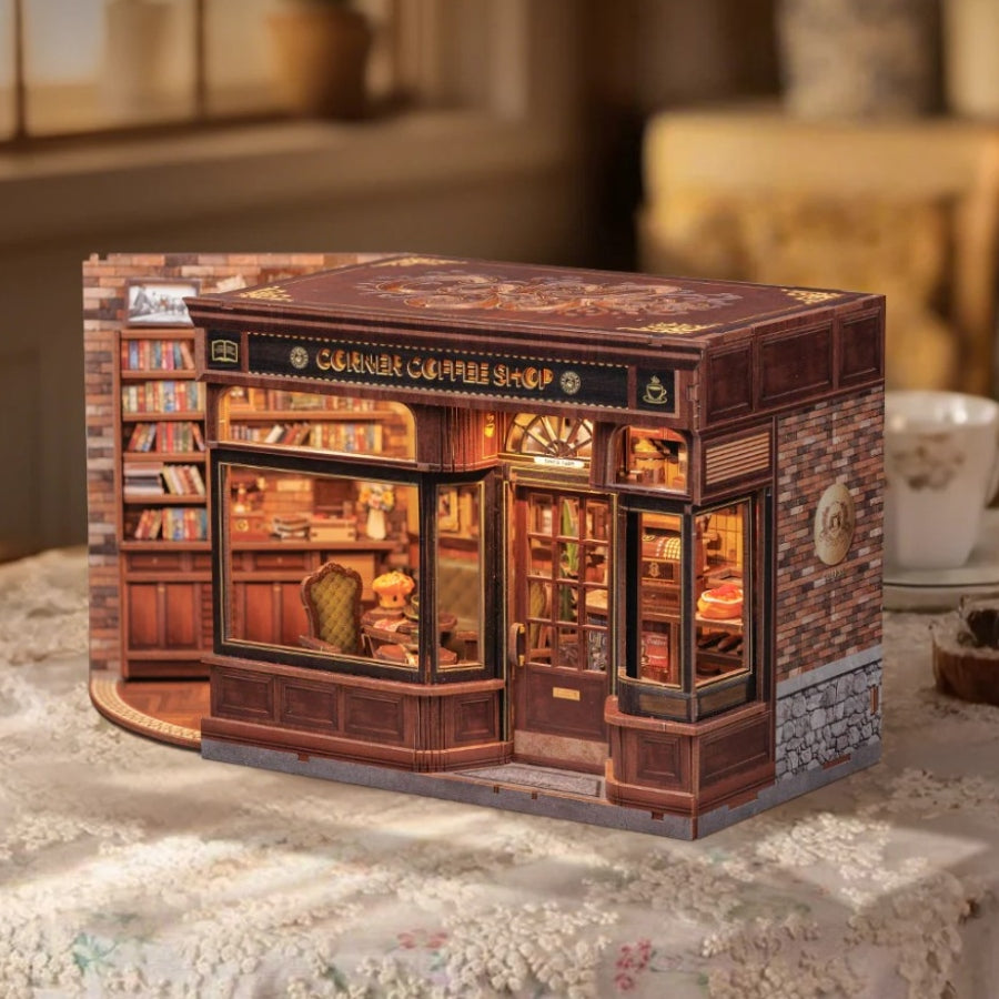 Cutebee Corner Coffee Shop DIY book nook miniature kit.