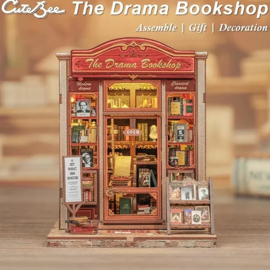 Cutebee Drama Bookshop DIY book nook miniature kit.