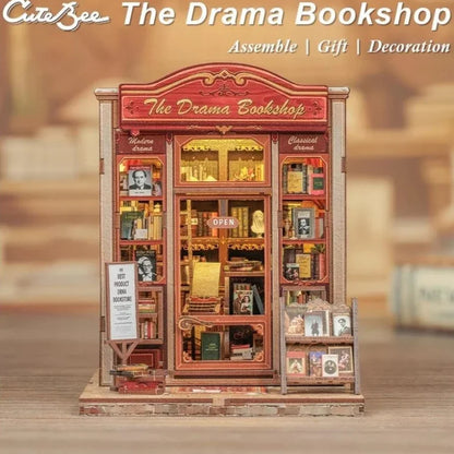 Cutebee Drama Bookshop DIY book nook miniature kit.