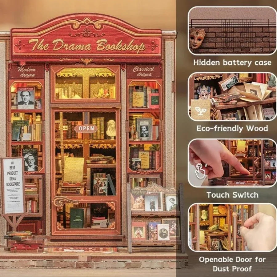 Cutebee Drama Bookshop DIY book nook miniature kit.