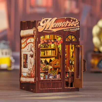 Cutebee Memories Music Bookshop DIY Book Nook miniature diorama craft kit with music-themed bookshop scene.