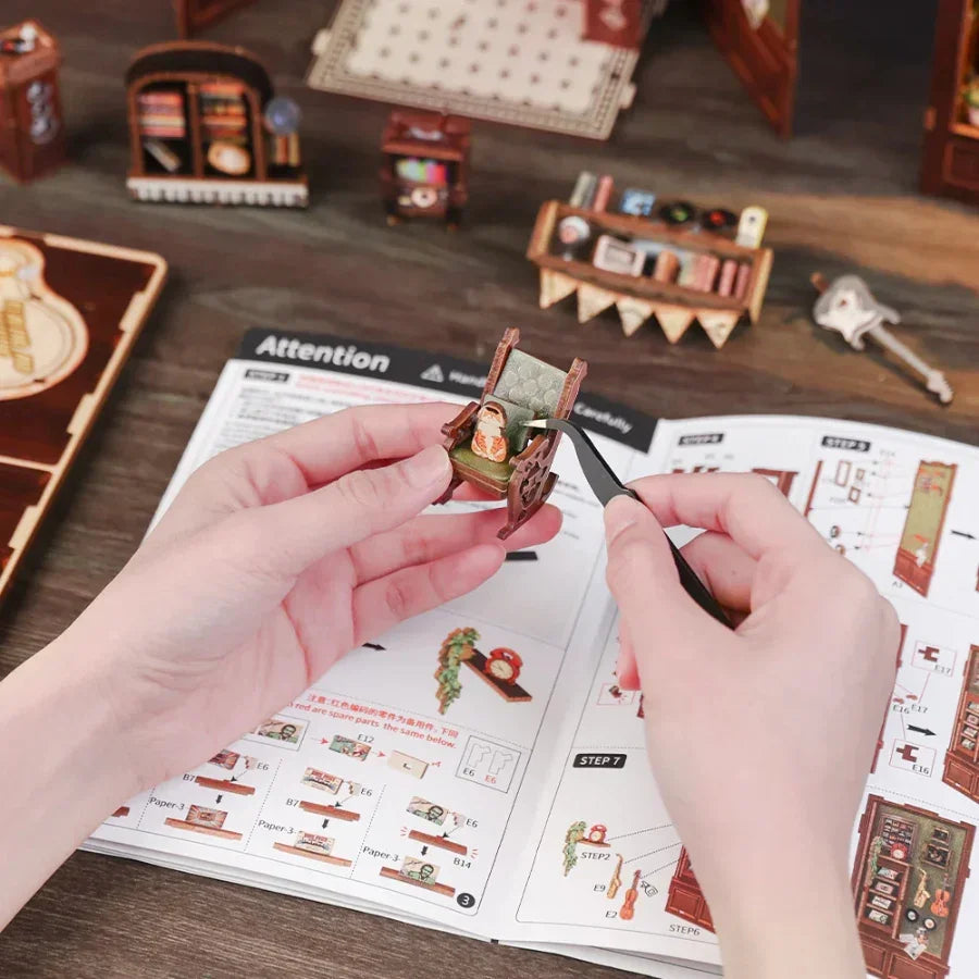 Cutebee Memories Music Bookshop DIY Book Nook miniature diorama craft kit with music-themed bookshop scene.