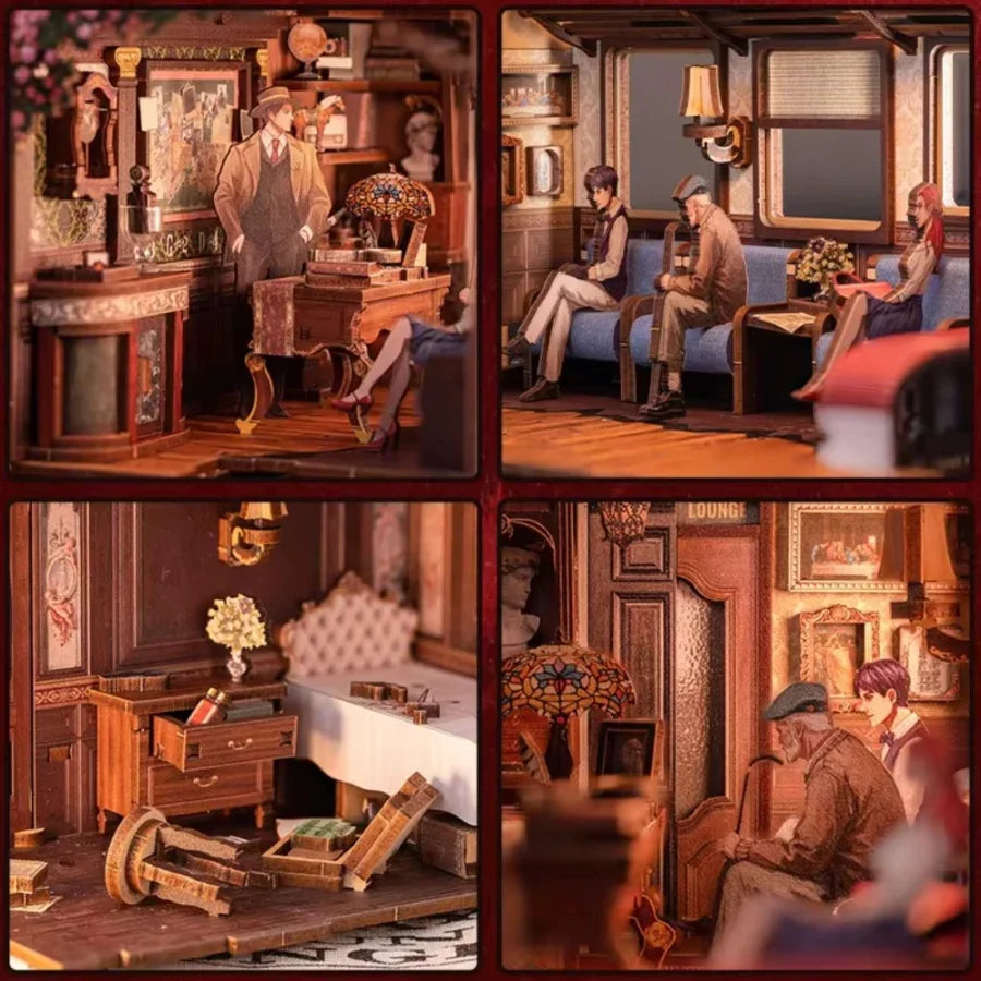 Cutebee Train Mystery Case DIY Book Nook miniature railway-themed diorama craft kit.