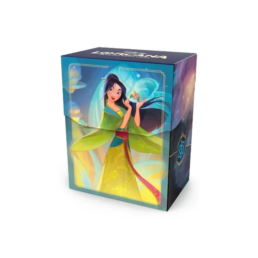Disney Lorcana S9 Fabled Deck Box Mulan trading card storage box.