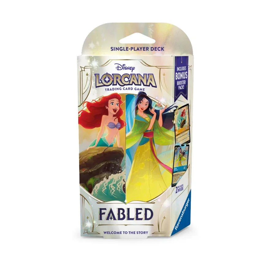 Disney Lorcana S09 Fabled Single Player Deck assorted trading card game deck box.