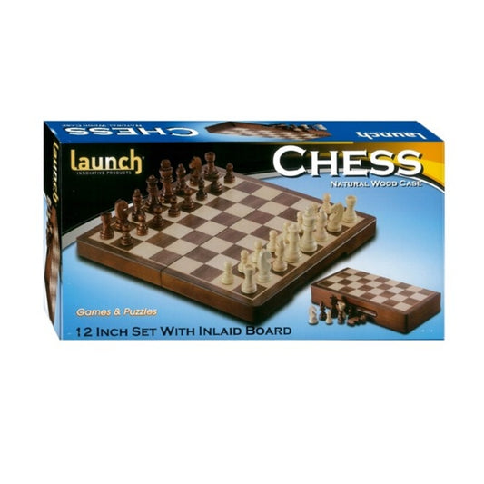 Chess 15" Folding Burnt Wood Set