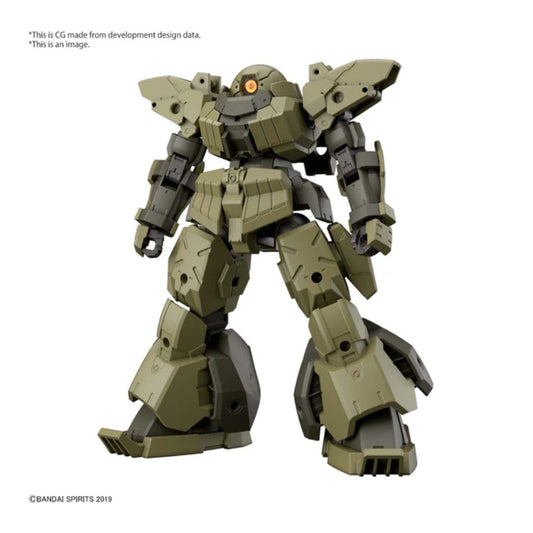 Bandai 30MM bEXM-28 REVERNOVA [Green] 1/144 scale model kit fully assembled and posed with weapons

