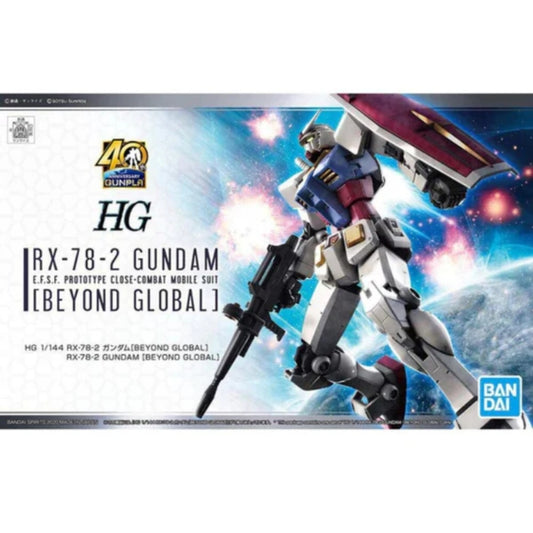 Bandai HG 1/144 RX-78-2 Gundam [Beyond Global] model kit with rifle, shield, and beam sabers