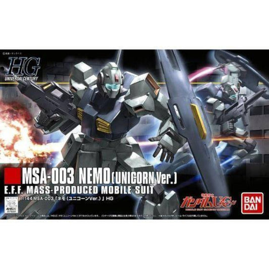 Bandai HGUC 1/144 Nemo [Unicorn Ver.] model kit fully assembled with rifle and shield equipped