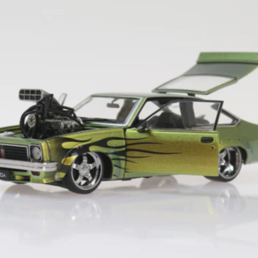 Holden A9X Torana colour shift with flames 1:24 scale diecast collectible model car.