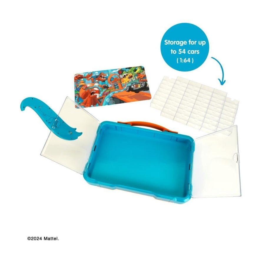 Hot Wheels Collection Carry Case – 54 car storage and display box with illuminated logo, transparent doors, wall mount