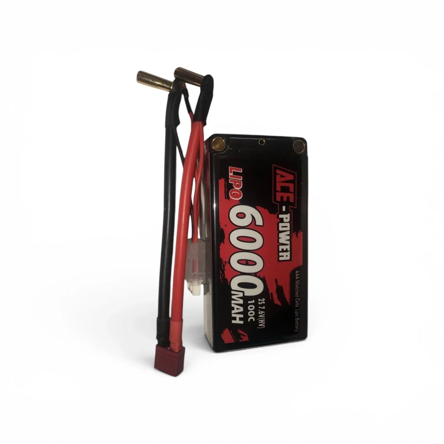ACE-POWER 6000mAh 7.6V LiPo battery with red/black wires and connectors for RC models