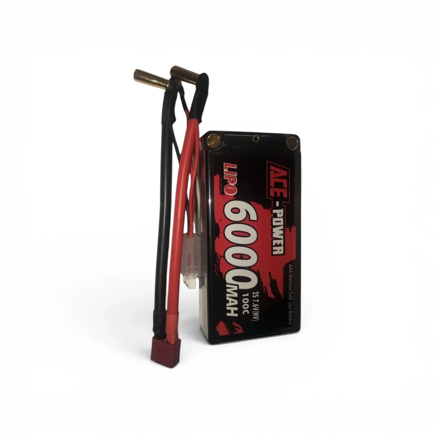 ACE-POWER 6000mAh 7.6V LiPo battery with red/black wires and connectors for RC models