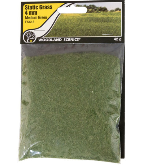 Woodland Scenics Static Grass 4mm Medium Green