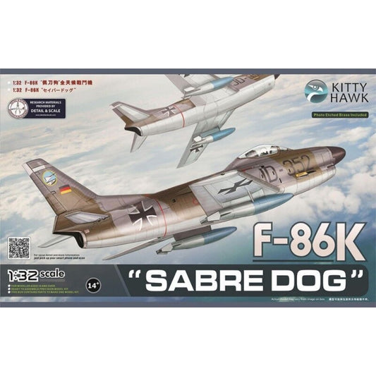 Kitty Hawk 1/32 F-86K Sabre Dog KH32008 plastic model kit aircraft box.