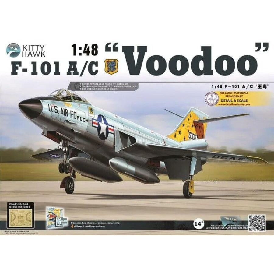 Kitty Hawk 1/48 F-101 A/C Voodoo KH80115 plastic model aircraft kit box.