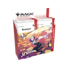 Magic: The Gathering Marvel’s Spider-Man Collector Booster Display – sealed box with 12 premium Collector Boosters featuring Spider-Man artwork.