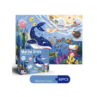 Children Animal Puzzle – Marine Crisis – underwater-themed kids’ puzzle featuring sea animals and ocean creatures.