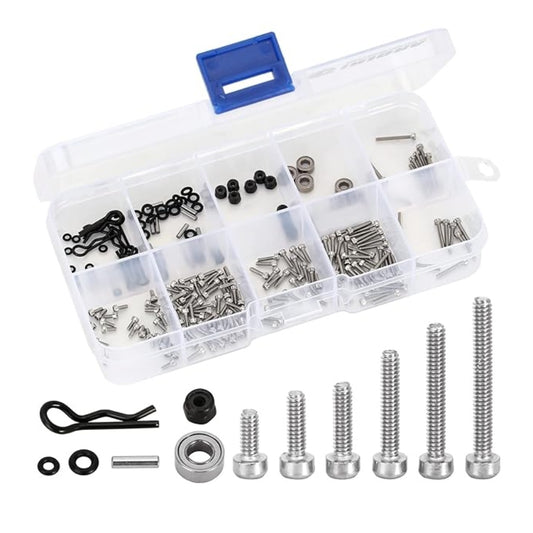 INJORA RC Screws Kit Stainless Steel Screws Set with Box for 1/18 1/24 RC Crawler Car Axial SCX24
