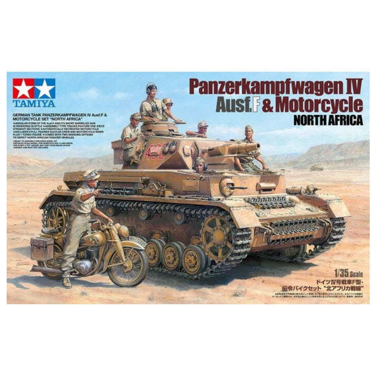 Tamiya 25208 1/35 Panzerkampfwagen IV Ausf.F and Motorcycle Set North Africa