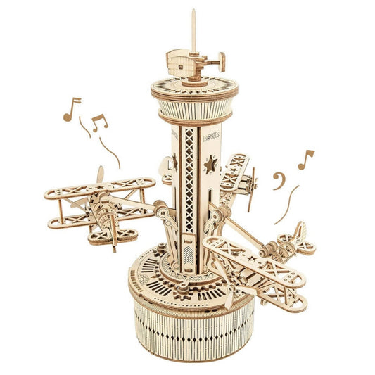 Rokr Airplane Control Tower Mechanical Music Box
