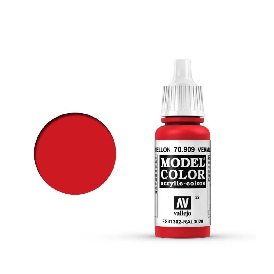 Vallejo Model Colour #028 Vermillion 18 ml Acrylic Paint
