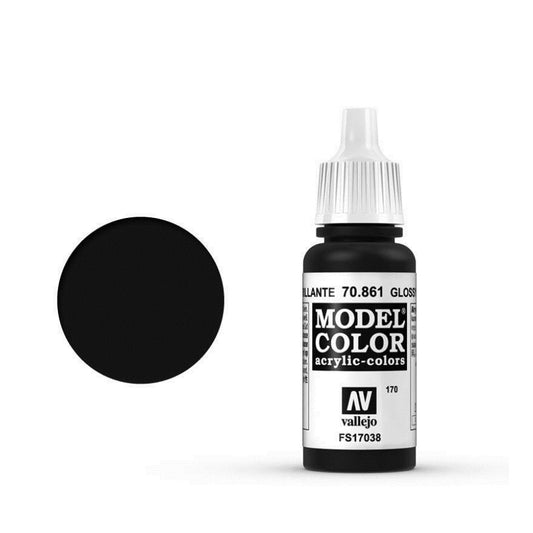 Vallejo Model Colour #170 Glossy Black 17 ml Acrylic Paint