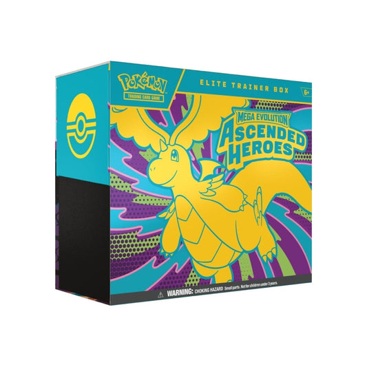 Pokémon Mega Evolution Ascended Heroes Elite Trainer Box sealed box.