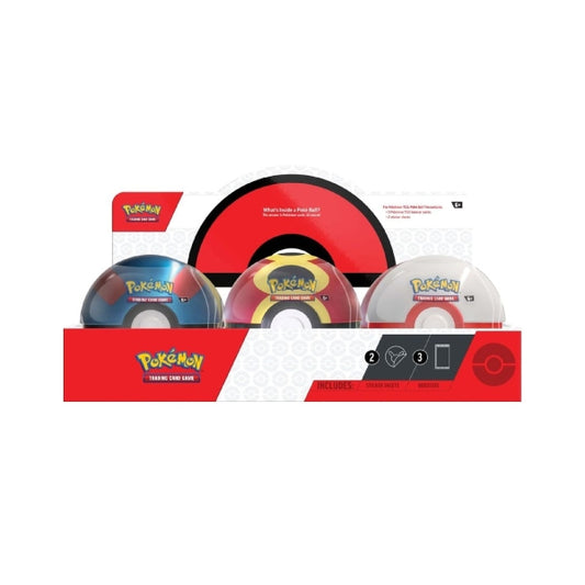 Pokémon TCG Poké Ball Tin assorted random design booster tin.