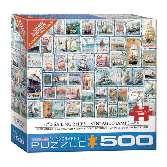 Eurographics – Sailing Ships – Vintage Stamps 500 Larger Piece Jigsaw Puzzle