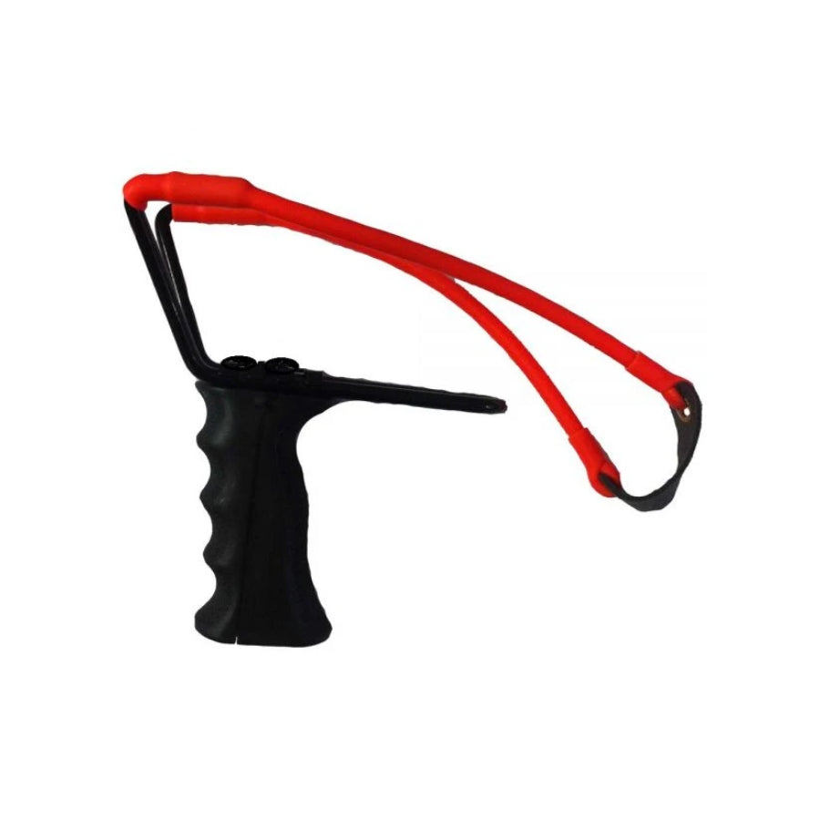 RPM Boom Pistol Grip – ergonomic pistol-style slingshot grip in aluminium & polymer, fits most slingshot frames.