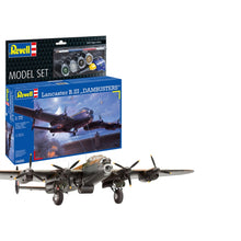 Revell 1:72 Lancaster B.III “Dambusters” model set with box art and included paints and glue