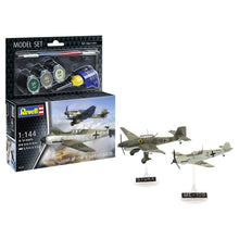Revell 1:144 Bf 109E and Ju 87B Stuka model kit set with included paints, glue, brush and display stand