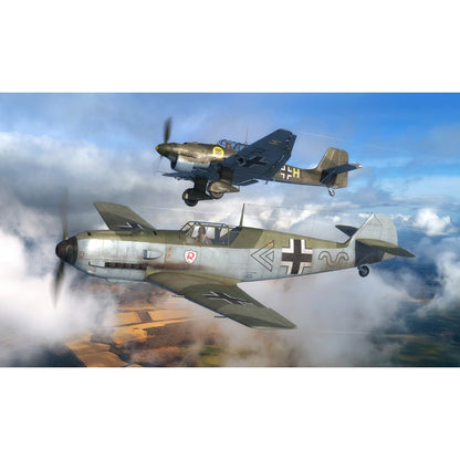 Revell Messerschmitt Bf109E and Junkers Ju87B 1:144 scale model kit 03770 box.