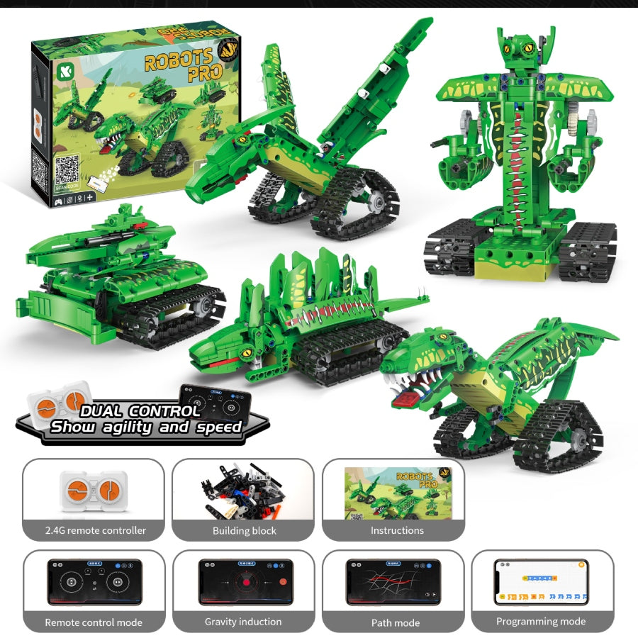 Robots Pro Block Building Dinosaur – STEM building toy for kids that combines robots, dinosaurs, and creative construction play.