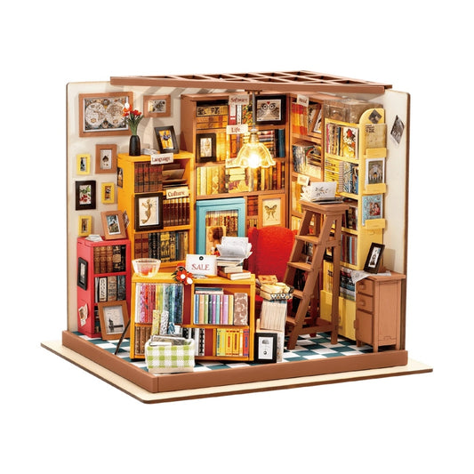 Rolife Sam's Study DG102 DIY Miniature Dollhouse Kit – Assembled Vintage Library Model