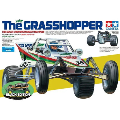 Tamiya Grasshopper Black Edition 1/10 RC buggy kit with yellow wheels