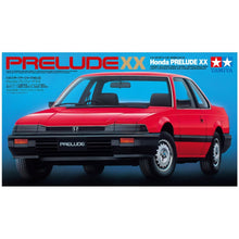 Tamiya 1:24 Honda Prelude XX model kit box, sprues, clear headlights, engine under hood visible