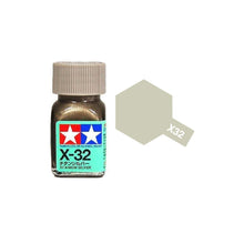Tamiya Mini Enamel Paint Titanium Silver X-32 – metallic enamel model paint for miniatures, vehicles, and scale models.