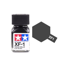 Tamiya XF-1 Flat Black Enamel Paint 10ml (80301) – matte black enamel model paint for miniatures, armour, and scale models.