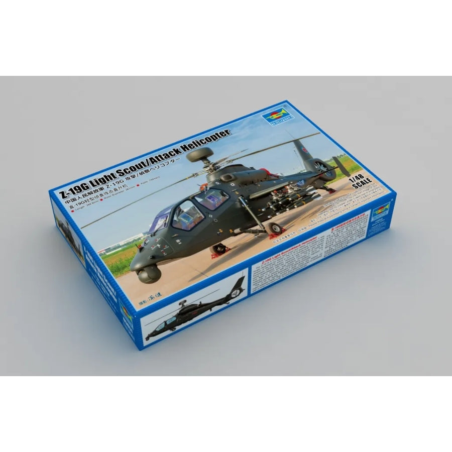 Trumpeter 1:48 Z-19G Light Scout/Attack Helicopter plastic model kit box.
