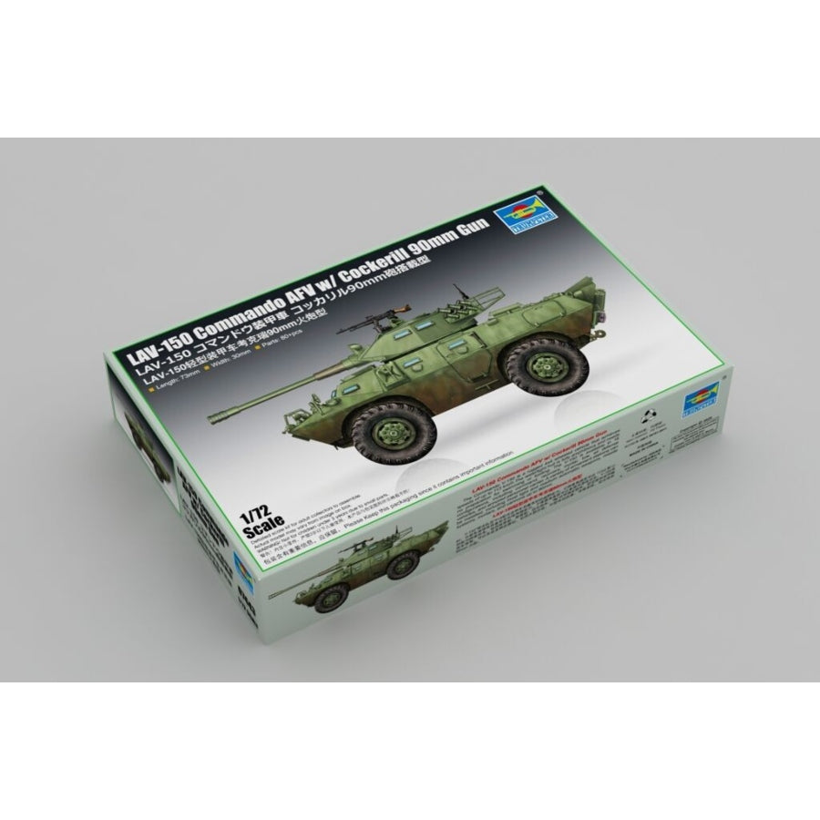 Trumpeter 1:72 LAV-150 Commando AFV with Cockerill 90mm gun plastic model kit TR07443 box.