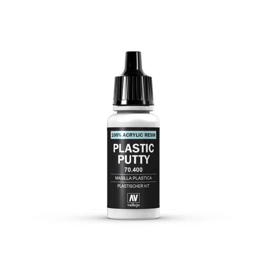 Vallejo Plastic Putty 18ml (AV70400) – water-based modelling filler for seams and gaps in plastic kits.