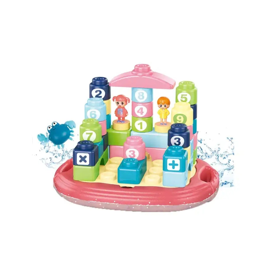 Water Park Block Building Bath Toy – educational bath playset for kids with blocks, slides & water features for creative play.