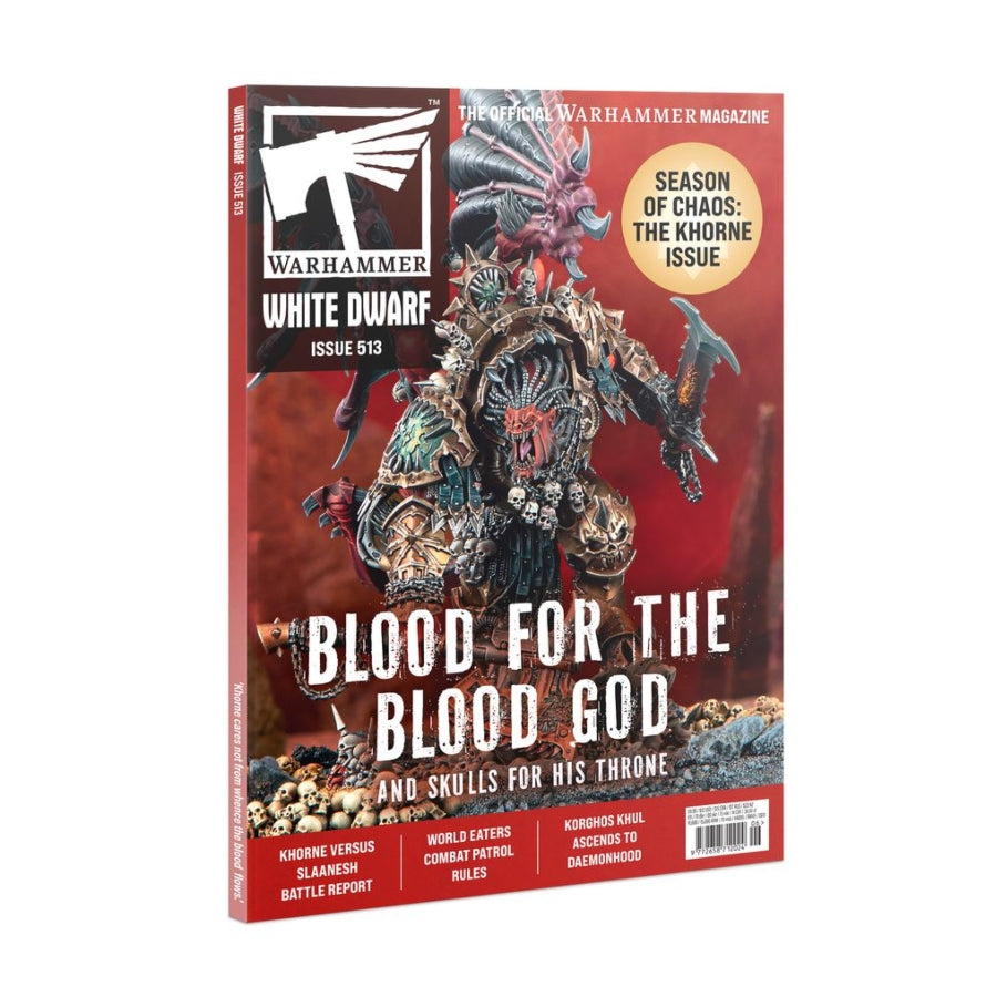 Warhammer White Dwarf 513 magazine cover featuring Games Workshop artwork, hobby guides, and Warhammer miniatures content.