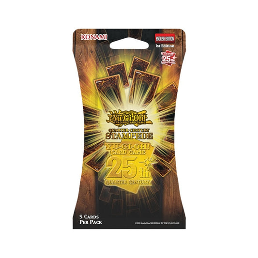 Yu‑Gi‑Oh! Quarter Century Stampede 5‑card blister pack with Luxury Secret Rare
