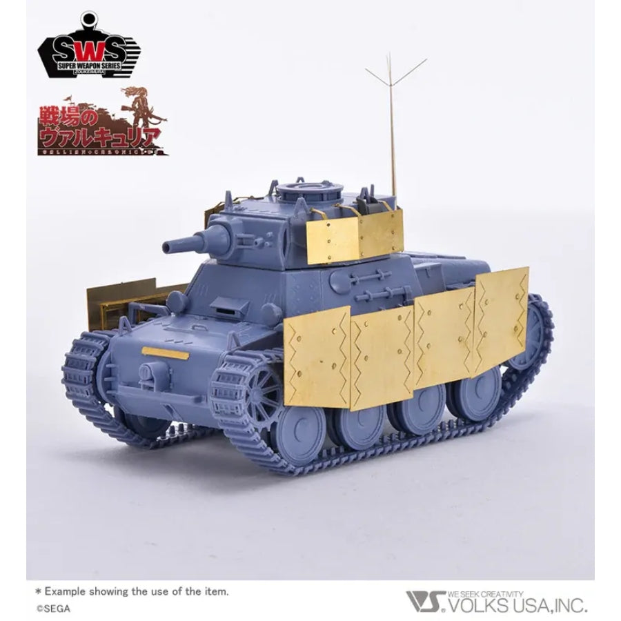 Zoukei‑Mura 1:35 Gallian Light Tank conversion kit showing photo-etched skirts, resin armor parts and metal antenna accessories