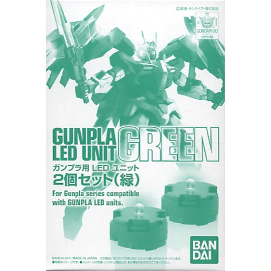 Bandai CS Support Parts 2‑Unit Green LED Set for custom Gunpla model kit lighting and display enhancement