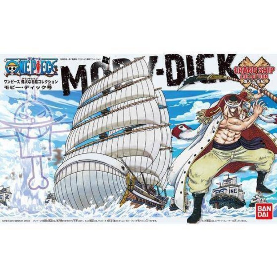 Bandai Grand Ship Collection Moby Dick model kit with whale bow and sails, Whitebeard Pirates’ flagship from One Piece anime